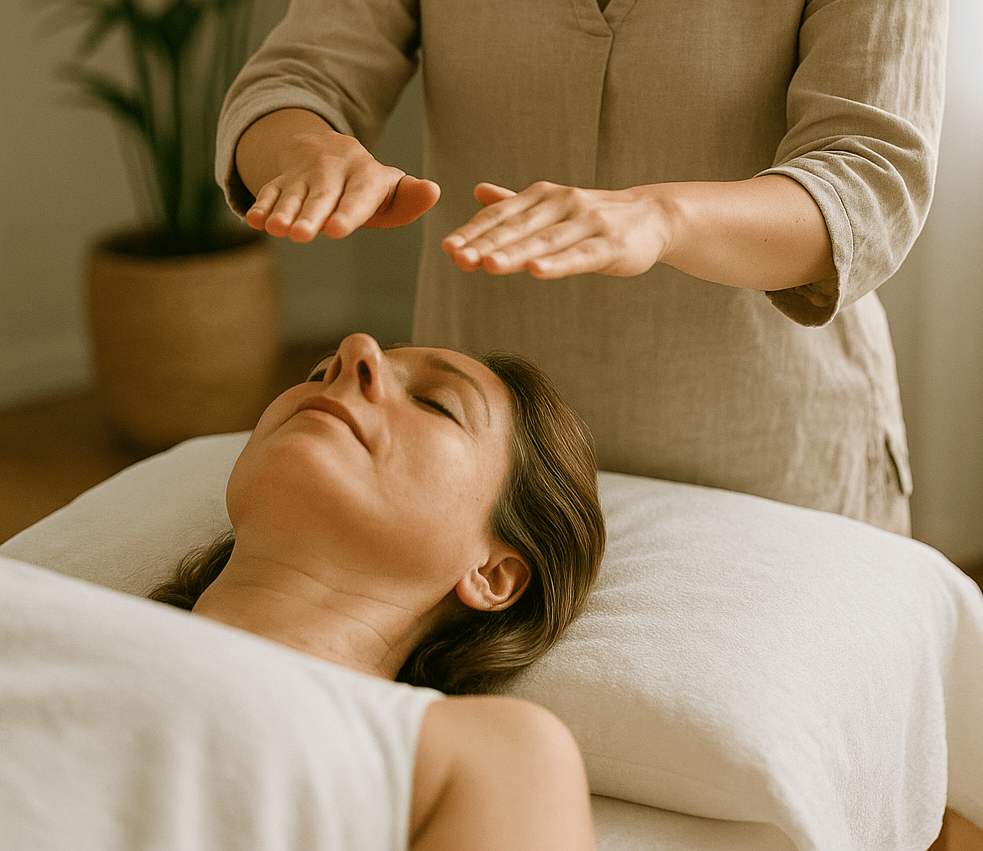Reiki session, Dublin — female practitioner channeling healing energy in dublin 8